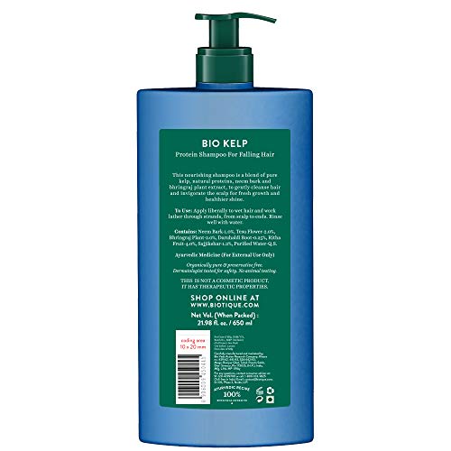 Biotique Bio Bhringraj Fresh Growth Therapeutic Oil, 120ml And Biotique Bio Kelp Protein Shampoo For Falling Hair Intensive Hair Regrowth Treatment, 650ml