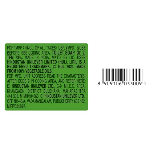 Liril Lime and Tea Tree Oil Soap, Refreshing Bathing Soap With Fragrance & Freshness of Lemon, Paraben & Sulphate Free Cleanser, 125 g (Buy 3 Get 1)