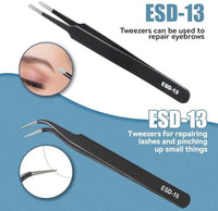 6 Pcs Precision Tweezers Set, Premium Anti - Static Stainless Steel Tweezer, ESD Curved of Tweezers for Electronics, Craft, Laboratory Work, Jewelry - Making, etc