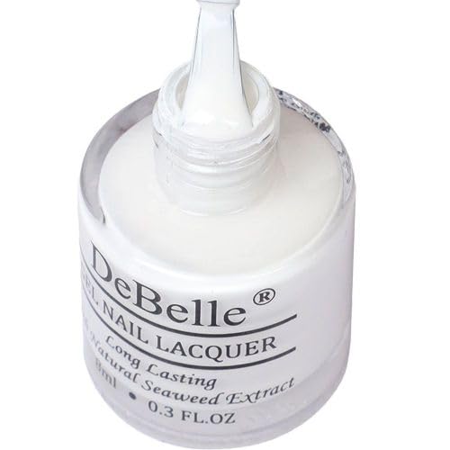 DeBelle Gel Nail Polish Vanilla Croissant(White Nail Paint)|Non UV - Gel Finish |Chip Resistant | Seaweed Enriched Formula| Long Lasting|Cruelty and Toxic Free| 8ml