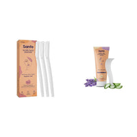 Sanfe Glide Reusable Face & Eyebrow Razor For Women & Hair Removal Cream, For Sensitive Skin, With Lavender Extracts, Vitamin E, Aloe Vera, Shea Butter With Spatula (Dermatologically Tested)