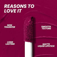 Seven Seas Mocha Lips Matte Liquid Lipstick | Non-Transfer Liquid Lipstick | 12 Hours Long Lasting | Highly Pigmented | Intense Color Payoff | Smudgeproof Liquid Lipstick for Women (204, 4ml)