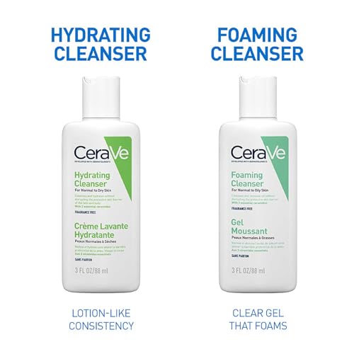 CeraVe Hydrating Cleanser For Normal To Dry Skin (88ml) - Non-Foaming Face Wash with Hyaluronic Acid And Ceramides | Non-Comedogenic, Non-Irritating And Fragrance-Free Cleanser