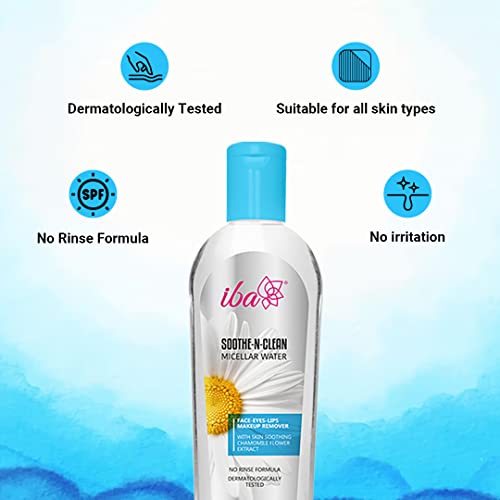 Iba Soothe - N - Clean Micellar Water With Soothing Chamomile Extract Paraben Free White Matte | Halal Certified & Vegan Makeup | 120ml