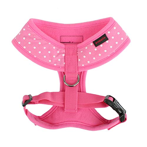 Puppia Dotty Dog Harness Over-The-Head No Pull No Choke Walking Training Adjustable for Small & Medium Dog, Large, Pink