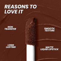 Seven Seas Mocha Lips Matte Liquid Lipstick | Non-Transfer Liquid Lipstick | 12 Hours Long Lasting | Highly Pigmented | Intense Color Payoff | Smudgeproof Liquid Lipstick for Women (205, 4ml)