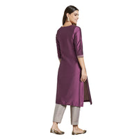 Kashish Women's  Viscose Embroidered Round Neck Straight Fit Kurta