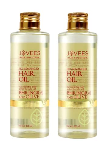 Jovees Herbal Bringraj & Olive Bio- Advanced Hair Oil |For Dry & Damaged Hair Reduces Dandruff and Hairfall |With Bhringraj Oil, Olive Oil, Jojoba Oil 200ml Pack of 2
