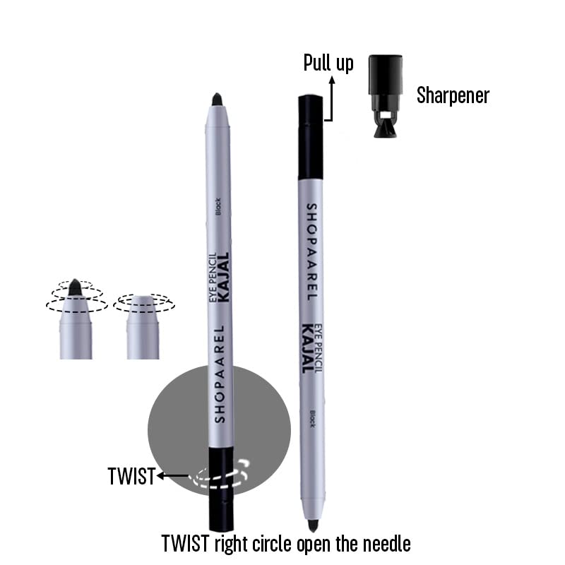 SHOPAAREL Matte Eye Kajal Pencil Super Black, Smudgeproof & Waterproof (Black 02)