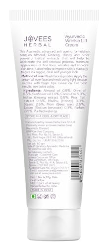 Jovees Herbal Almond & Ginseng Wrinkle Lift Face Cream | Anti-Wrinkle 60g