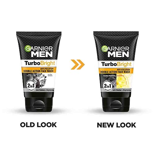 Garnier Men, Face Wash, Brightening & Anti-Pollution, TurboBright Double Action, 100 g