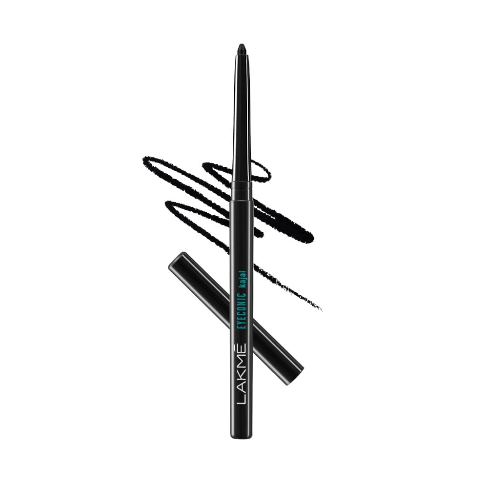 Lakmé Eyeconic Black Kajal, Matte Kohl Liner In A Twist Up Pencil - Waterproof, Smudge Proof & Long Lasting Eye Makeup, 0.35 G&Lakmé Face It Compact, Pearl, 9 G, Brown
