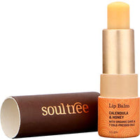 SoulTree Ayurvedic Lip Balm - Calendula & Honey with Organic Ghee | Heals and Hydrates Lips - 3.5gm