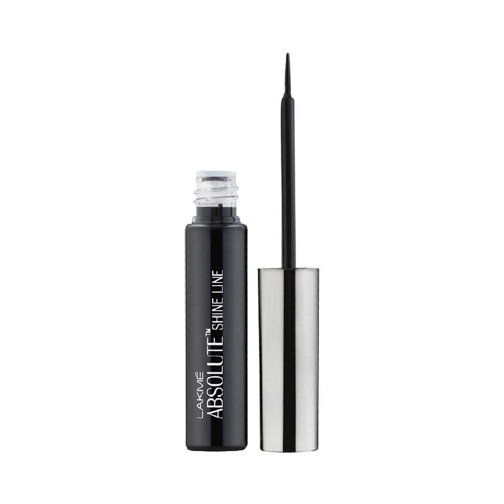 Lakmé Absolute Shine Liquid Eye Liner, Black, Long Lasting Shimmery Liner, 4.5ml & Absolute Blur Perfect Matte Face Primer, Peach, 10g