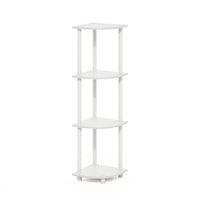 Furinno Turn-N-Tube 4-Tier Corner Display Rack Multipurpose Shelving Unit, Dark Brown Grain/Black 4-Tier Round Tube