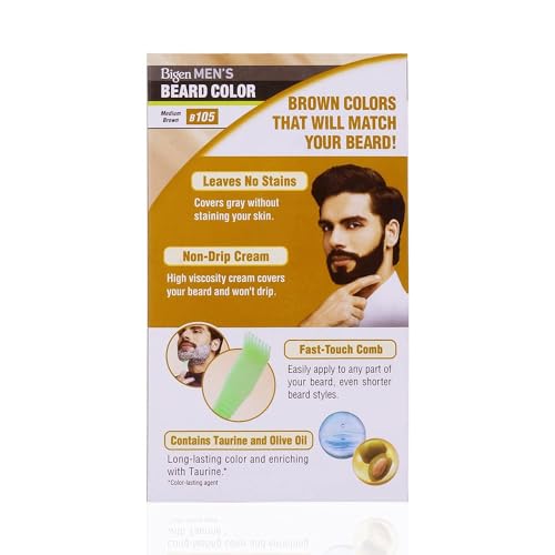 Bigen Men's  Beard Color Medium Brown 20gm+20gm -105, 102 g