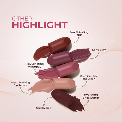 Juice Browned - M17 Kiss Sensation Lipstick & Mocha Lust - M02 Color Luxe Liquid Lipstick with Goodness of Bio Retinol, & SPF 15 UV Protection