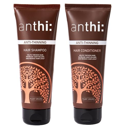 anthi: Anti-Hair Thinning Shampoo & Conditioner Combo-Shampoo 100 ml + Conditioner 100 ml | For Thinning Hair| Hair Thickening & Volume Boosting| Sulphate & Paraben Free| 200 ml
