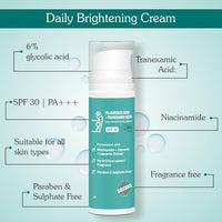BAKE 6% Glycolic Acid Cream SPF 30 PA+++ with Niacinamide for Pigmentation, Dark Spots & Tan Removal | Daily Brightening Cream | Improves Uneven Skin Tone & Reduces Sun Damage | For Men & Women | 30g