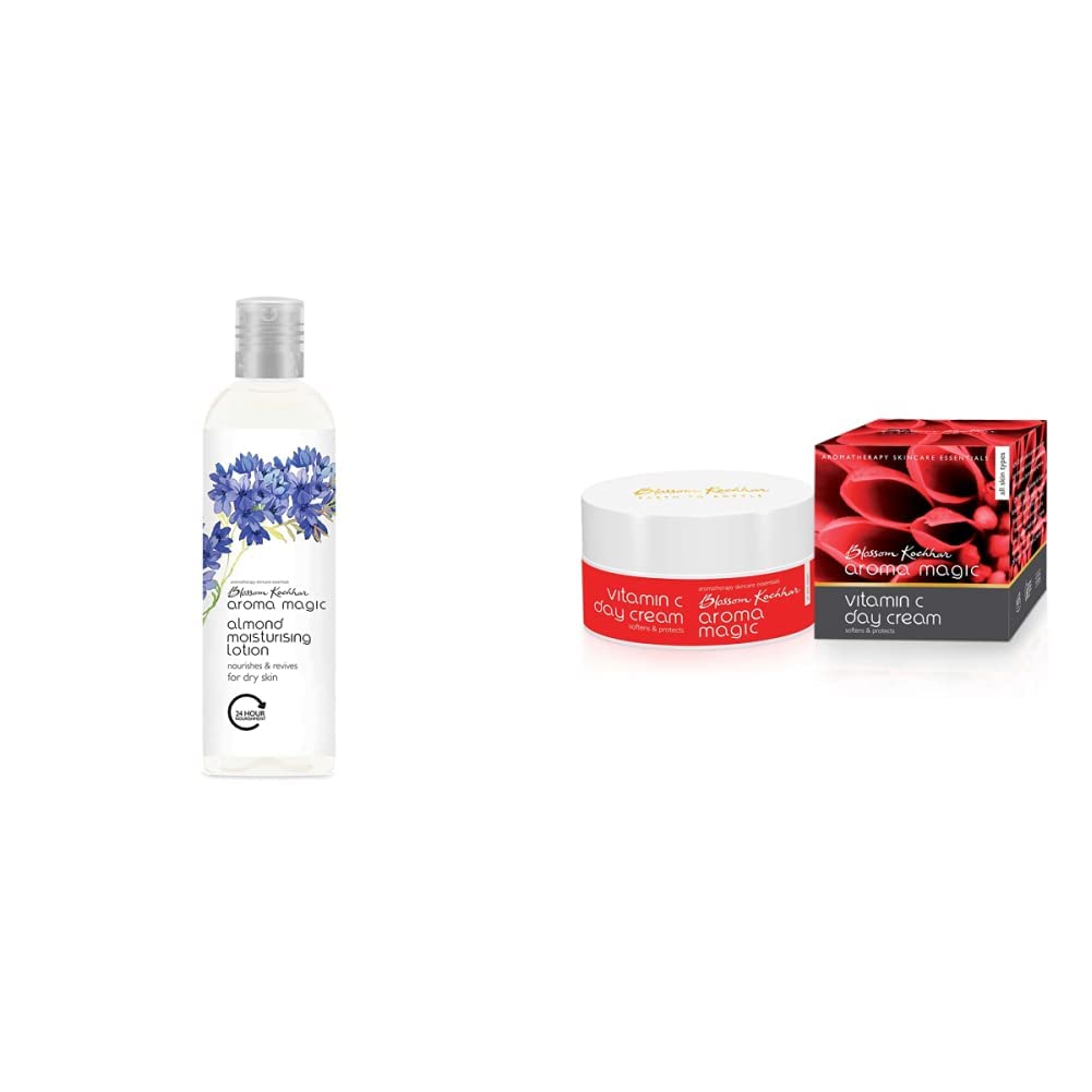 Aroma Magic Almond Moisturising Lotion, 100ml And Aroma Magic Vitamin C Day Cream, 50g