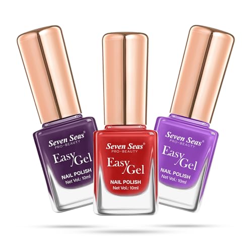 Seven Seas Easy Gel Nail Polish | Quick Dry Gel Nail Polish, Pack of 3 (Combo-08, 30ml)