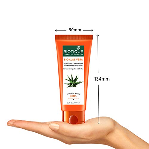 Biotique Bio Aloe Vera 30+ SPF UVA/UVB Sunscreen Ultra Soothing Body Lotion, 50ml