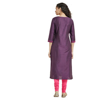 Kashish Women's  Viscose Embroidered Round Neck Straight Fit Kurta