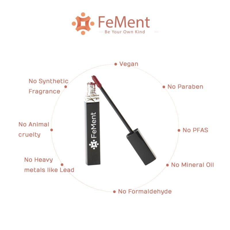 FeMent Clean Beauty Matte Liquid Lipstick For Women, Highly Pigmented, Long Lasting, TransferProof, Lip Makeup, Smudge Proof - 6.5 ML (GOAT)