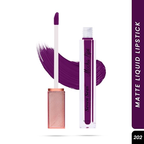 Seven Seas Mocha Lips Matte Liquid Lipstick | Non-Transfer Liquid Lipstick | 12 Hours Long Lasting | Highly Pigmented | Intense Color Payoff | Smudgeproof Liquid Lipstick for Women (202, 4ml)