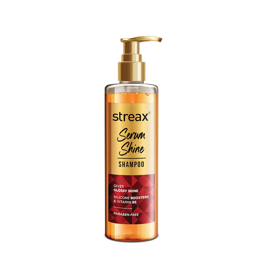 Streax Serum Shine Shampoo, 490ml |Shampoo for Frizzy and Dry Hair |Mildy everyday |for Women & Men,Paraben-Free with Silicon Boosters & Vit B5 | For Smooth & Shiny Hair