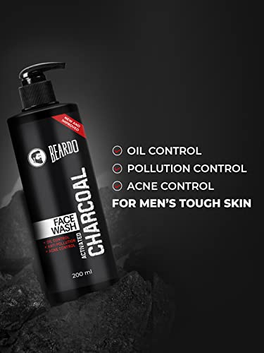 Beardo Activated Charcoal Face Wash for men, 200ml | For Deep Pore Cleaning and Removes Dirt | face wash for acne and pimples | face wash for oily skin (Pack of 4)