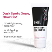 ThriveCo Brightening PRO Cleanser + Serum For Women with Probiotic Rice Water, Vit C, Kojic Acid, Alpha Arbutin & Glutathione | Anti-ageing, Boosts Collagen, Clears Skin & Removes Dark Spots