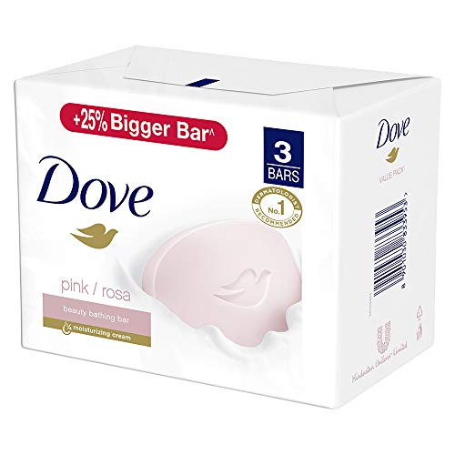 Dove Pink Beauty Bar pack of 3, 125g each for Even Toned Nourished Skin with Plant Based Cleansers and pH balanced formula
