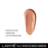 Lakmé 9 To 5 Weightless Mousse Foundation, Rose Honey (25g) | natural Matte Finish Foundation Cream | Lakmé Mousse Long Lasting Foundation