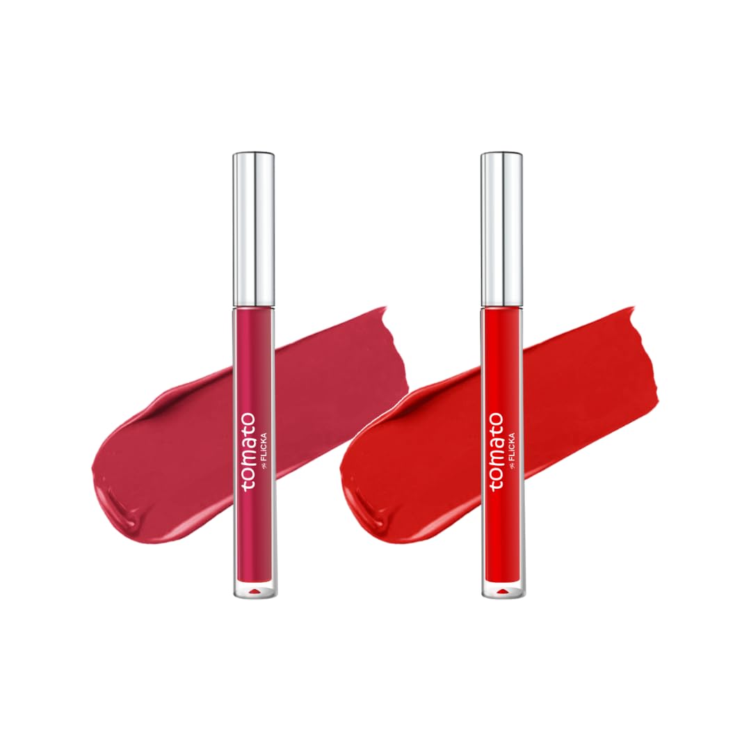 FLiCKA Tomato Liquid Matte Lipstick Transfer Proof, Smudge Proof, Non-Sticky, Creamy Lightweight Shade 3 & Shade 6 Combo