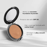 RENEE PRO HD 3 In 1 Compact - Terre 9 Gm, Works As Concealer, Foundation & Powder, SPF 20, Matte Finish, High Coverage, Ultralight & Silky Smooth Finish, Enriched With Vitamin E, C & Aloe Vera