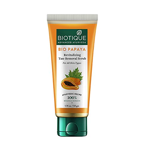 Biotique Bio Papaya Revitalizing Tan Removal Scrub, 50g And Biotique Bio Milk Protein Whitening & Rejuvenating Face Pack For All Skin Types, 50G