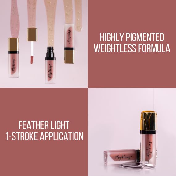 MyHues Lip Comfort Matte Liquid Lipstick Warm Brown (Chashni) - 5ml, Non-Drying Matte Finish | Transferproof Lipstick