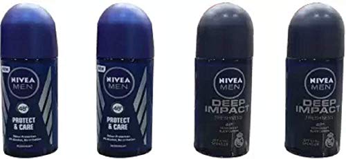 Nivea 2 PROTECT & CARE, 2 DEEP IMPACT FRESHNESS (PACK OF 4) Deodorant Roll-on - For Men & Women (200 ml, Pack of 4)
