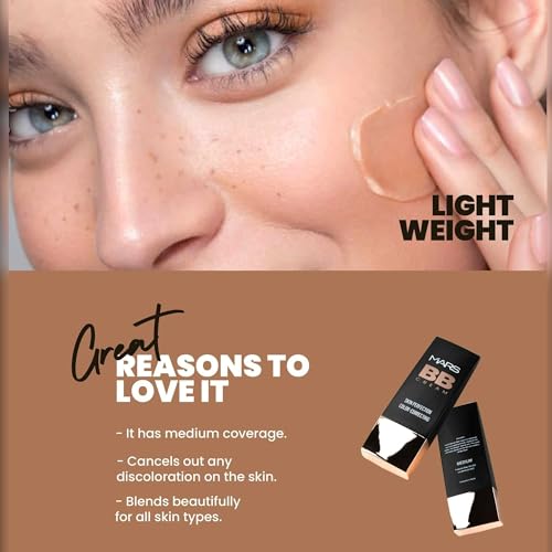 MARS BB Cream Lightweight Foundation | Blendable BB Cream for Women(30 ml) (Tan) Matte Lip Liner Set of 10 | One Swipe Smooth Application | Long Lasting Lip Pencil | Multicolor (1.4g x 10)