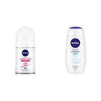 Nivea Female Deodorant Cream Roll-On, almond scent, Whitening Smooth Skin, 50Ml And Shower Gel, Crème Soft Body Wash, 250Ml, Pack Of 1
