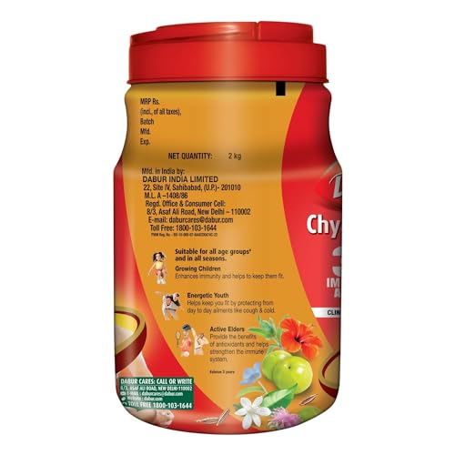 Dabur Chyawanprash - 2kg | 3X Immunity Action | With 40+ Ayurvedic Herbs | Helps Build Strength & Stamina | Builds Overall Health | Ayurvedic Health Supplement | Good for Digestion & Respiration