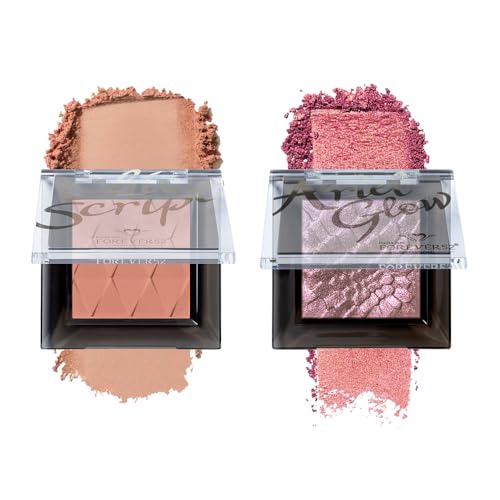 Daily Life Forever52 Sensational Glow Duo - Chic Script Blush + Ariel Glow Highlighter | Radiant Flush & Luminous Highlight | Smooth, Blendable, Long-Wear Formula for a Sculpted Highlighter (Cardinal-05& Monochrome-06)