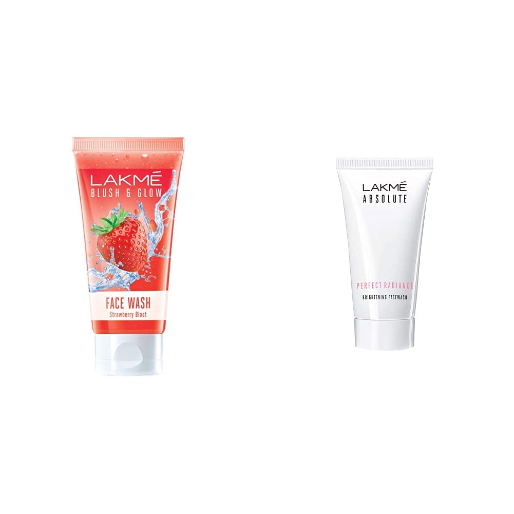 Lakmé Blush & Glow Gel Face Wash, Strawberry Blast, 100g and Absolute Perfect Radiance Skin Lightening Facewash, 50g