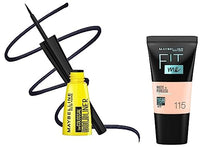 Maybelline New York Colossal Bold Eyeliner, Black, 3g and Maybelline New York Fit Me Matte+Poreless Liquid Foundation Tube, 115 Ivory, 18ml