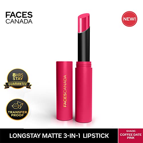 FACESCANADA Long Stay 3-In-1 Matte Lipstick - Coffee Date Pink 02, 2 Gm