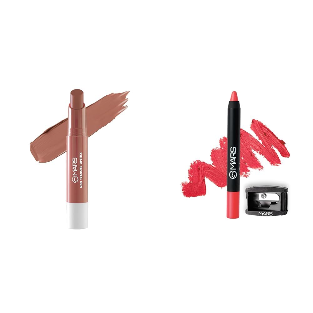 MARS Matte Super Stay LipstickWaterproof Lipstick for Women (2.6 gm) (11-QUEEN) Long Lasting Crayon Lipstick up to 12 Hours Stay (3.5 gm) (06-I Won't Give up)