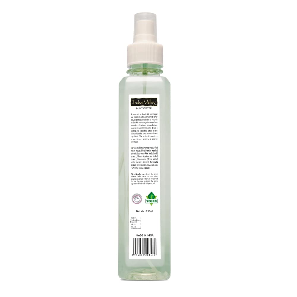 INDUS VALLEY Natural Mint Water Facial Toner - Chemical Free - 250 ml