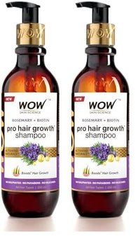 WOW Skin Science Skin Science Rosemary & Biotin Hair Growth Shampoo | Fights Hair Fall | Grows New Hair | Prevents Breakage & Split Ends | Adds Shine To Dull Hair, 250 Gram (Pack of 2)