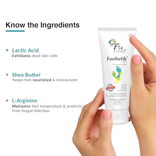 Fixderma Foobetik Cream, Foot cream, Foot care, For Dry & Cracked Feet, Moisturizes & Soothes Feet, Heel Repair, For Calloused, or Chapped Skin, Paraben Free 100gm